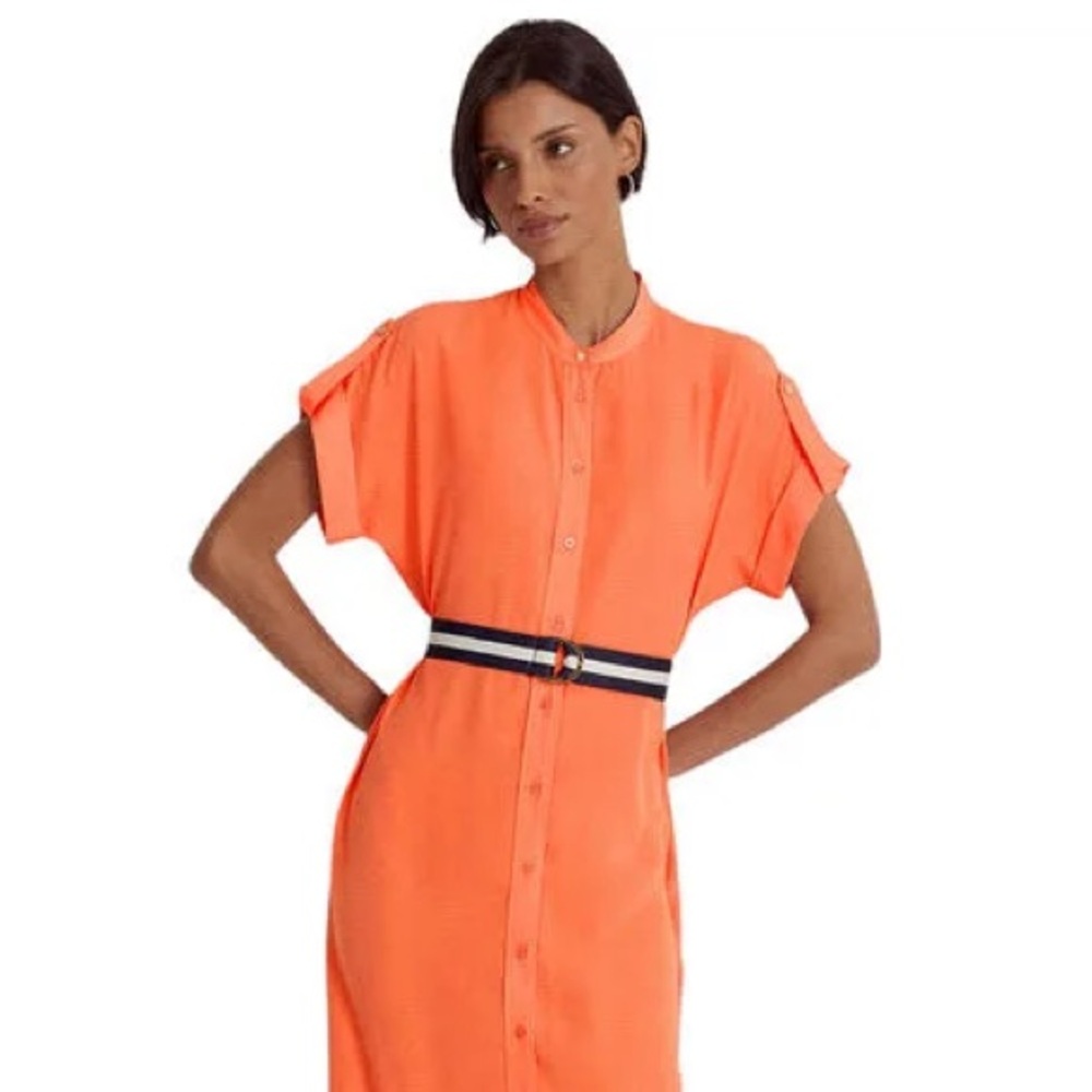 NWOT Ralph Lauren women's Coral Crepe Shirt Dress - size 12